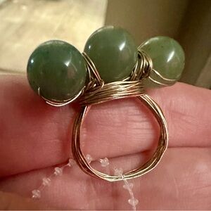 Elegant Green Stone Wire Wrapped Ring